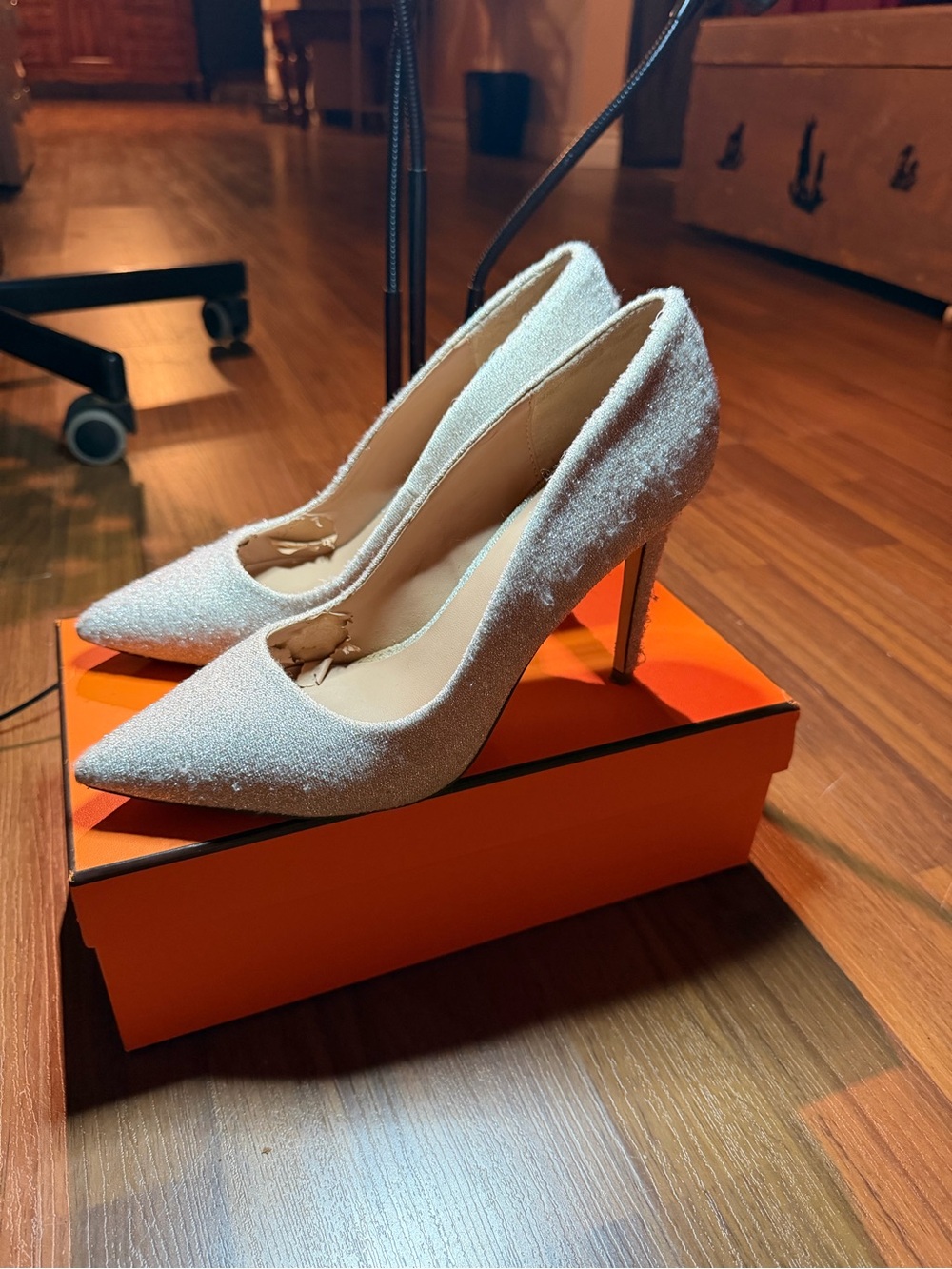 Call It Spring ivory glitter pointed-toe stiletto pumps